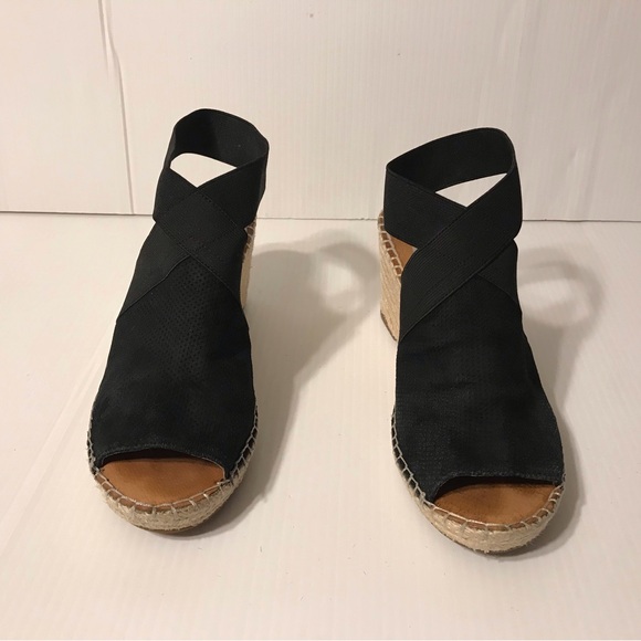 Gentle Souls Colleen wedge sandals black ankle strap leather women size 9 M - Picture 3 of 11